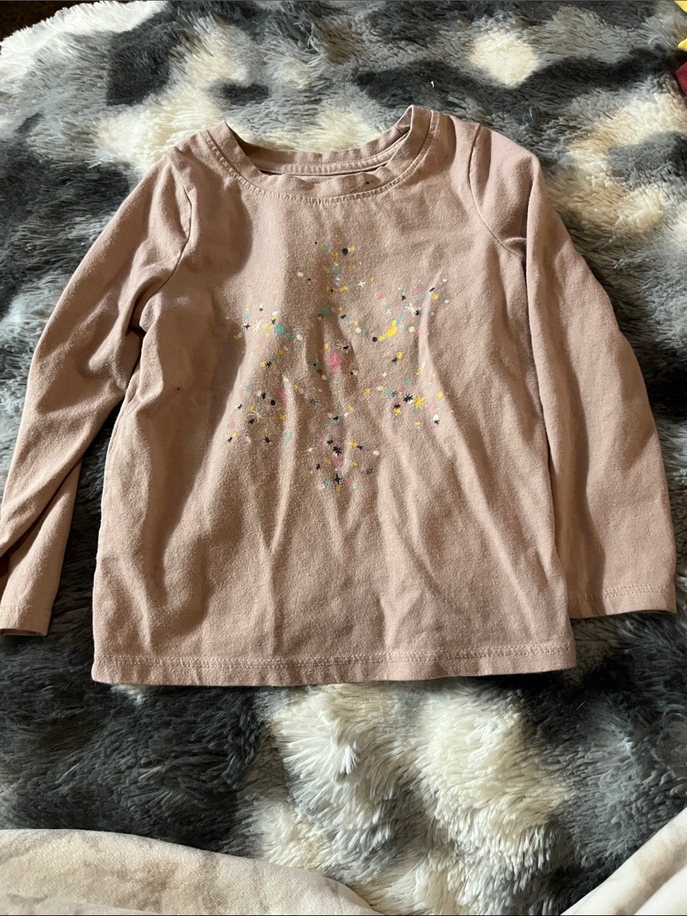 Cat & Jack Mauve Long-Sleeve Tee with Confetti Heart Design